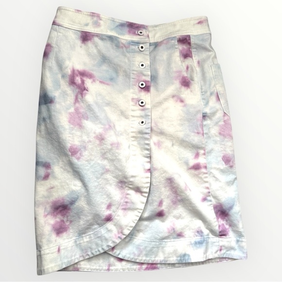 Anthropologie Kimmie Tie Dye Tulip Midi Skirt Button Front Size 6 - Picture 2 of 6